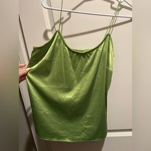 Green Satin Cami Top